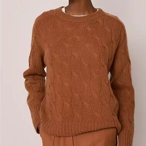 Ann Taylor Warm Brown cashmere Cable Knit Sweater